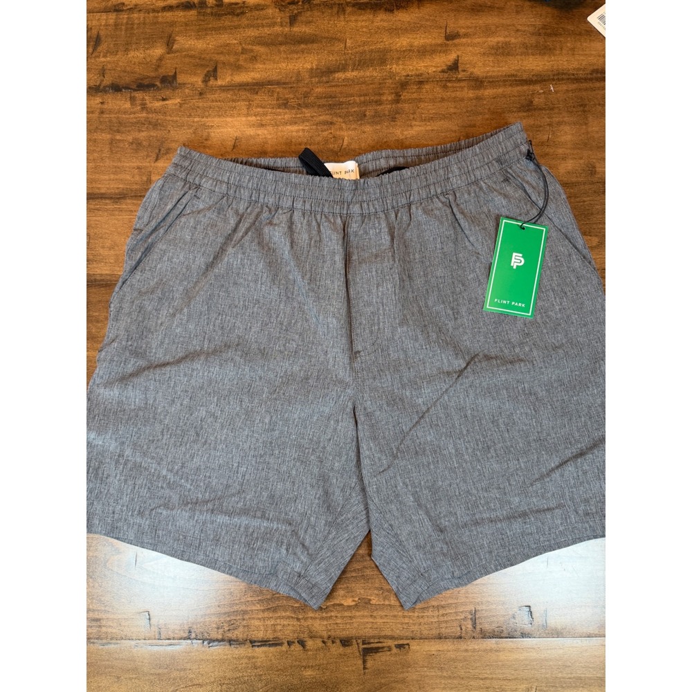 Flint Park Mens Heathered Grey Performance Short Elastic Waist Size L 7in Inseam